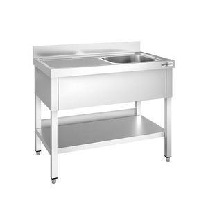 Fregadero Comercial de Acero Inoxidable PREMIUM - 1000x700mm - con un Solo Tazón a la Derecha - con Estante Inferior - Product Image 1