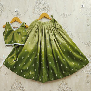 Shoryam Fashion - Lehenga Choli Étnico para Niñas, Ropa de Fiesta |   Vestido Largo de Poliéster Estampado Verde Claro de Secado Rápido - Product Image 3