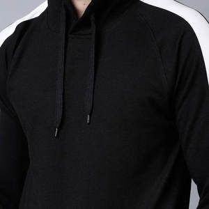 Sudadera con Capucha Personalizada OEM para Hombre, Negra con Franja Lateral Blanca, Sudadera de Forro Polar, Ropa Urbana, Ajuste Atlético, Venta al por Mayor de Fábrica, MOQ Bajo, al por Mayor - Product Image 6