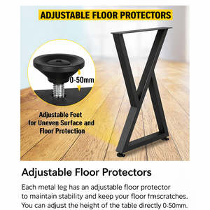 Traditional <b>Metal</b> Table Legs K Shape 28" for Dining Furniture Heavy Duty <b>Bench</b> Leg Capacity 1000lbs Load Black Color EDPTBL001 - Product Image 5