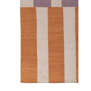 ADWL-1314 Tapis en laine tissé plat ivoire à carreaux, fait main, à rayures et motifs losanges, rectangulaire, pour chambre, salon, couloir - 9x12 pour adolescents - Product Image 4