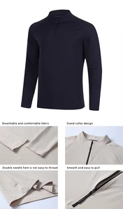 Logo personnalisé, polyester respirant, spandex, fermeture éclair quart de tour, manches longues, homme, séchage rapide, logo sur le devant - Product Image 5