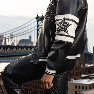 แจ็กเก็ตหนังแท้กันลมแบบใหม่สำหรับกลางแจ้งแจ็คเก็ตหนังวัวแท้ Avirex ผลิตตามสั่ง - Product Image 5