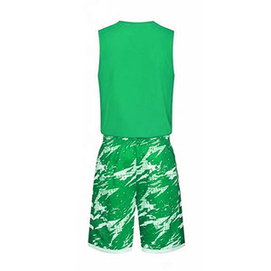 Conjunto de Camiseta de Baloncesto sin Mangas con Cuello en V Verde para Hombre, Estampado de Camuflaje, Secado Rápido, Poliéster, Ropa Deportiva de Verano - Product Image 2