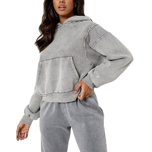 Wash Hoodie Sweat à capuche personnalisé lavé à l'acide Sweat-shirt vintage lavé personnalisé en détresse Broderie Street Hoodie - Product Image 2