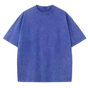 Fabricant OEM T-shirt d'été en coton vierge décontracté vintage lavé à l'acide pour hommes Stock de logo imprimé personnalisé - Product Image 1