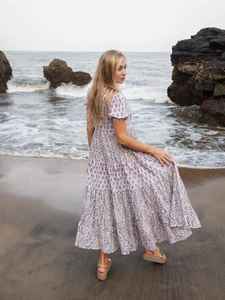 Cotton Boho Maxi <b>Dress</b> Block Print Summer Floral Casual Beach <b>Wedding</b> Vacation Relaxed Fit <b>Pregnancy</b> Outfit - Product Image 2