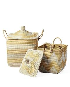 Bán buôn thiết lập tự nhiên cỏ biển rơm wicker dệt giỏ có nắp đậy cản trở giặt quần áo Kho Nhà tổ chức sản phẩm - Product Image 3