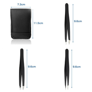 4 PcsSet 1,5mm Pinzas de cejas de acero inoxidable más gruesas Punta inclinada Punta plana Depilación Herramienta de maquillaje con bolsa - Product Image 6