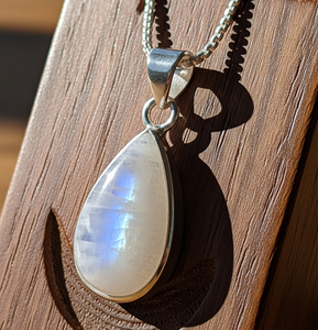 925 argent Sterling bohème 18K mode goutte motif pendentif qualité naturelle bleu pierre de lune guérison pierres de cristal cadeaux uniques - Product Image 1