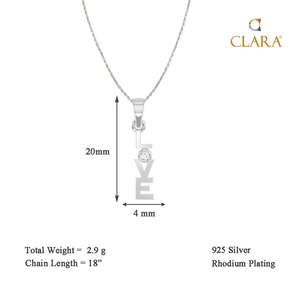 Collar con Colgante de Plata de Ley 925 CLARA, Diseño de Letra con Incrustaciones de Diamantes, Baño de Rodio y Oro Blanco, Ideal para Compromiso - Product Image 4