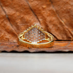 1,0 CTW Round Lab Grown Diamond Illusion Set Anillo de compromiso en oro amarillo Regalo de aniversario para sus anillos de diamantes CVD personalizados - Product Image 5