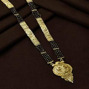 Wholesale 24K <b>Micro</b> Gold Plated Long Pendant Mangalsutra Traditional Indian Wedding Jewelry with Daily Wear Finish - Product Image 3