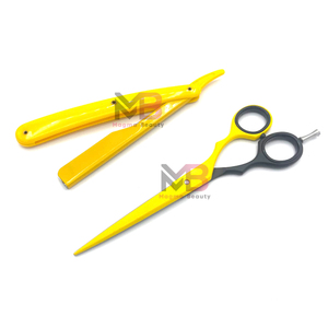 Fait sur mesure 2 pièces utilisation manuelle outils de barbier ciseaux amincissants en acier inoxydable rasoirs de barbier poignées en acier inoxydable commandes en gros - Product Image 1