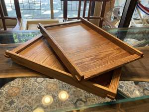 Elegant wooden serving <b>tray</b> <b>with</b> smooth finish <b>handles</b> perfect for breakfast coffee <b>tea</b> snacks home use daily - Product Image 6