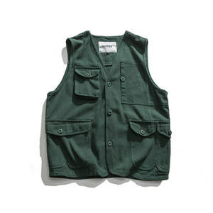 Logo personnalisé de qualité supérieure pour hommes, gilet de tir en denim noir pour motards motards, gilet à col en V - Product Image 4