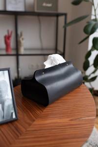 Cubierta de caja de pañuelos duradera hecha a mano de cuero genuino hecha a medida con logotipo de color personalizado para decoración de sala de estar de oficina - Product Image 6