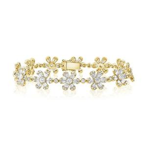 10K <b>Gold</b> Flower <b>Bracelet</b> Adorned with Lab Grown Diamonds Designed <b>for</b> Elegant Occasions and Gifting - Product Image 3