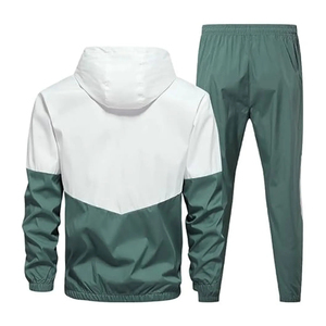 Mens <b>Retro</b> Windbreaker <b>Tracksuit</b> Set Long Sleeve Full Zip Running Sports Sweatsuit Color Block 2 Piece Outfit Casual Streetwear - Product Image 2