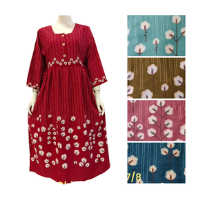 Femmes Style Vintage à manches longues chemise de nuit respirant doux motif fleuri taille élastique vêtements de nuit thermiques Homewear robe pour - Product Image 2