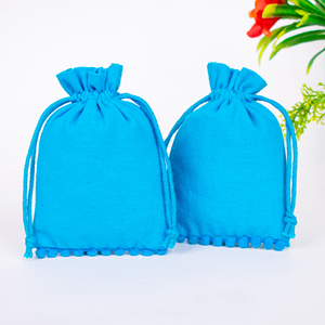Fabricante logotipo personalizado indio hecho a mano turquesa gasa regalo Favor bolsa cordón algodón joyería almacenamiento bolsa al por mayor - Product Image 4