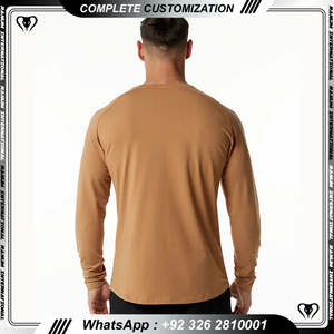 เสื้อยืดผู้ชายสีทึบแขนยาวเสื้อยืดสำหรับผู้ชาย - Product Image 4