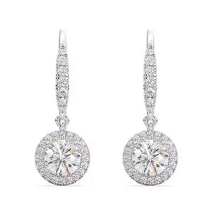 Boucles d'oreilles ovales en diamant taille rose sel et poivre, clous d'oreilles en diamant halo de laboratoire – Bijoux d'anniversaire pour cadeau - Product Image 1