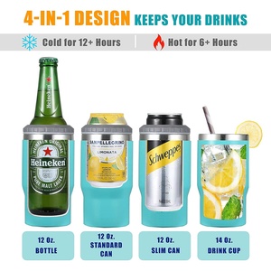 Enfriador de botellas y latas de cerveza SilverJet de 14 oz, de acero inoxidable y aislado, con 2 tapas, para usar en el coche, el hogar, la oficina o como regalo. - Product Image 5