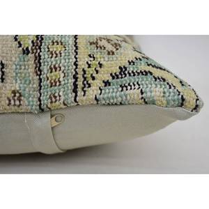 Vintage Pattern Wool Kantha Mosaic Paisley <b>Pillow</b> Beige Grape Patchwork 12x20 Inches Woven Technique - Product Image 4