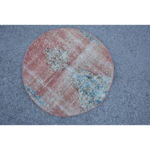 Alfombra de área grande turca Vintage clásica rojo Beige 2,4x2,4 pies Patchwork lana látex abstracto adolescentes rectángulo pasillo habitación alfombras - Product Image 4