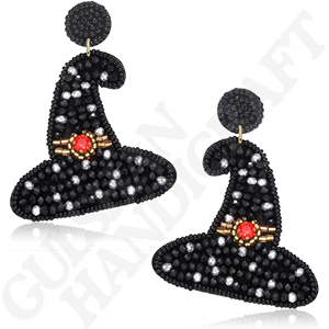 Pendientes Bordados Hechos a Mano con Formas Únicas Multicolores - Joyería de Temática Náutica con Tela de Algodón, Tamaño Personalizable - Product Image 3