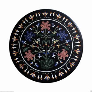 Plateau de table en marbre avec incrustation de Pietra Dura artisanale - Product Image 4