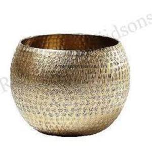 Maceta chapada en oro de forma redonda de Metal resistente de diseño elegante de aspecto magnífico para el hogar y accesorios de decoración de jardín de Hotel - Product Image 1