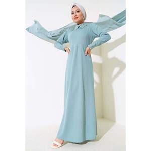 Manga cuello perla vestido menta - Product Image 3