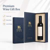 Boîte cadeau pour vin en bouteille unique, personnalisable avec logo, haut de gamme, rectangulaire, en carton rigide avec insert