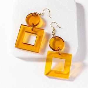 Pendientes de gota acrílica para mujer, aretes colgantes semicirculares redondos ovalados de resina Vintage - Product Image 6