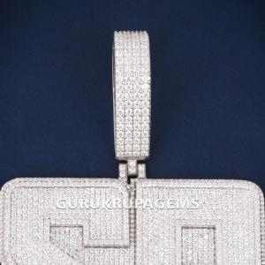 Venta caliente Hip Hop colgante lujoso personalizado 925 plata esterlina corte redondo Moissanite diamante joyería - Product Image 2