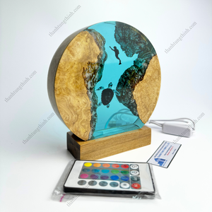 Lampe en bois mélangé et résine époxy artisanale fabriquée au Vietnam - Product Image 6