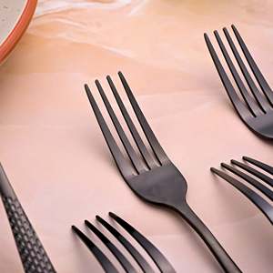 Black Flame Eco-Friendly Stainless Steel <b>Forks</b> and Salad <b>Forks</b> (Set of 6) for Home and Restaurant Use - Product Image 4