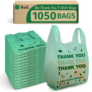 ถุงขอบคุณย่อยสลายได้ Reli สีเขียว 1050 ใบ ขนาด 11.5x6.5x21 นิ้ว ถุงพลาสติกใส่ของชำมีหูหิ้ว - Product Image 4
