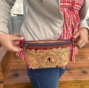 New Arrival Western Stylish Floral Tooled <b>Leather</b> Unisex Chest Utility <b>Bag</b> High Premium Quality Vintage Real <b>Leather</b> Fanny Packs - Product Image 3