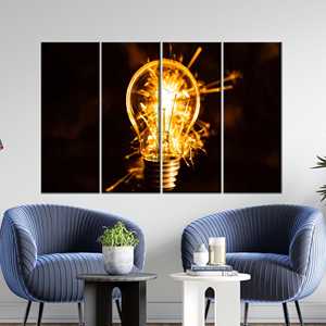 Toile avec motif d'ampoule lumineuse : Art mural imprimé « Spark Electric Idea », 4P : encadré sur toile - Product Image 1