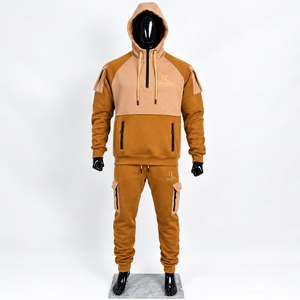 Men's Color Block Tracksuit <b>Zip</b> Hoodie <b>Jogger</b> Pants Casual Sportswear Custom Logo Set 3D Embroidery Winter Polyester/Cotton Side - Product Image 1