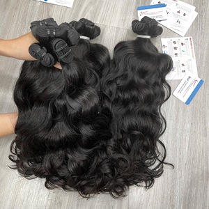 REAL LUXURY Vietnamese Raw <b>Hair</b> Extension Wavy Texture Machine Double Weft <b>Hair</b> Natural Black <b>Color</b> Ready To Ship - Product Image 4