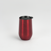 Vente en gros de mugs à vin champagne en acier inoxydable 304 SUS, 16 couleurs, forme d'œuf, verres à vin colorés avec couvercle