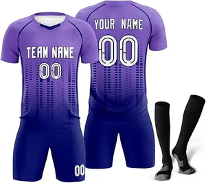 Uniforme de football au toucher doux ensemble de maillots de football fabricant ensembles polyester unisexe couleurs unies ligue de football à manches courtes - Product Image 5