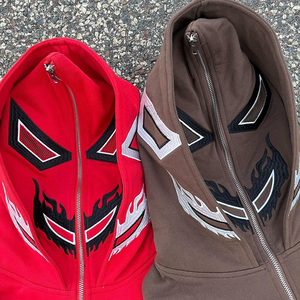 Thermique 100% Coton Logo Personnalisé Drop Shoulder Hoodies Double Zip Up Sweat À Capuche Oversize Zipper Heavyweight Mens Hoodie - Product Image 5