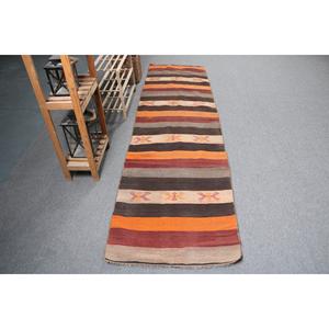 2.5x9.2 ft Vintage <b>Rug</b>, <b>Runner</b> Turkish <b>Rug</b>, Brown Moroccan <b>Rug</b> - Product Image 1