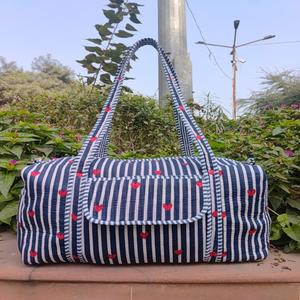 Nouveauté : Sac de voyage week-end en coton imprimé à la main, matelassé, grande capacité, léger, écologique, tendance, avec fermeture éclair - Product Image 3
