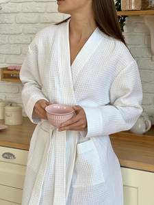 ชุดนอนผ้าฝ้าย 100% สีขาว ลายวาฟเฟิล ความยาวระดับเข่า ระบายอากาศได้ดี แห้งเร็ว สไตล์วินเทจ เรียบง่าย ไซส์ใหญ่ เนื้อผ้านุ่ม ปิดด้วยเชือกผูก สำหรับผู้หญิง - Product Image 4